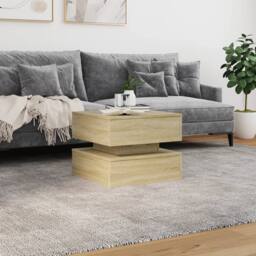 Berkfield Home Coffee Table with LED Lights Sonoma Oak 50x50x40 cm in Light Tan - Size: 50 x 50 x 40 cm - thumbnail 4
