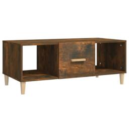 Berkfield Home Coffee Table Smoked Oak 102x50x40 cm Engineered Wood in Brown - Size: 102 x 50 x 40 cm - thumbnail 1
