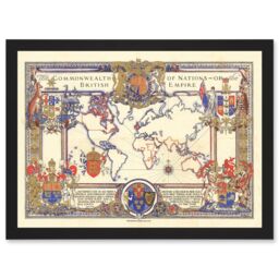 Artery8 Map Webb 1937 British Empire Commonwealth Pictorial Artwork Framed Wall Art Print A4 in Black - thumbnail 1