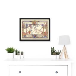 Artery8 Map Webb 1937 British Empire Commonwealth Pictorial Artwork Framed Wall Art Print A4 in Black - thumbnail 2