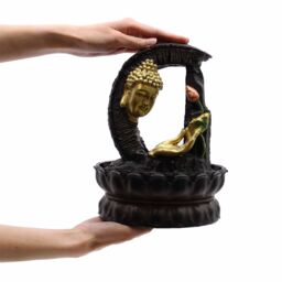 KDMD Tabletop Water Feature - 30cm - Golden Buddha & Lotus in Gold - thumbnail 4