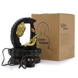 KDMD Tabletop Water Feature - 30cm - Golden Buddha & Lotus in Gold - thumbnail 2