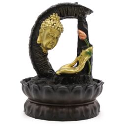 KDMD Tabletop Water Feature - 30cm - Golden Buddha & Lotus in Gold - thumbnail 1