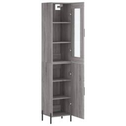 Berkfield Home Highboard Grey Sonoma 34.5x34x180 cm Engineered Wood - thumbnail 4