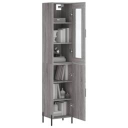 Berkfield Home Highboard Grey Sonoma 34.5x34x180 cm Engineered Wood - thumbnail 1