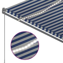 Berkfield Home Manual Retractable Awning with LED 300x250 cm Blue & White - thumbnail 5