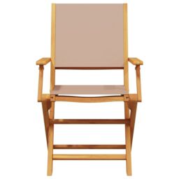 Berkfield Home Folding Garden Chairs 8 pcs Taupe Fabric & Solid Wood - thumbnail 4