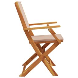 Berkfield Home Folding Garden Chairs 8 pcs Taupe Fabric & Solid Wood - thumbnail 5