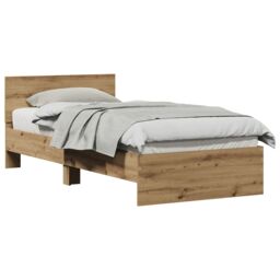 Berkfield Home Bed Frame without Mattress with Headboard Artisan Oak 75x190 cm in Brown - thumbnail 3