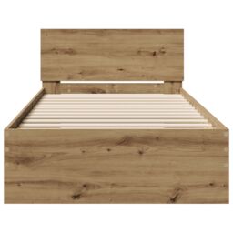 Berkfield Home Bed Frame without Mattress with Headboard Artisan Oak 75x190 cm in Brown - thumbnail 6