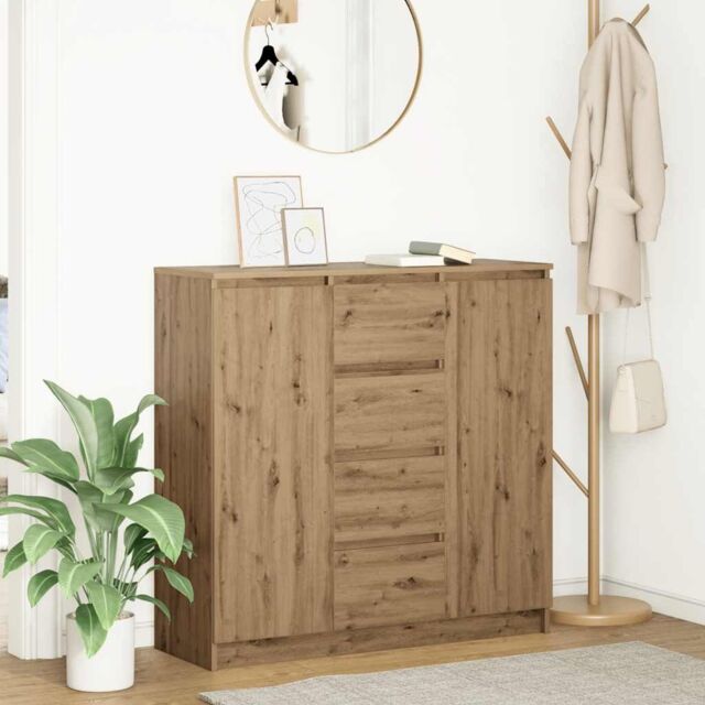 Berkfield Home Sideboard with Drawers Artisan Oak 100.5x35x98.5 cm Engineered Wood in Brown - image 1