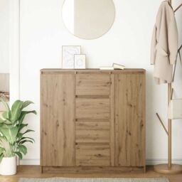 Berkfield Home Sideboard with Drawers Artisan Oak 100.5x35x98.5 cm Engineered Wood in Brown - thumbnail 3