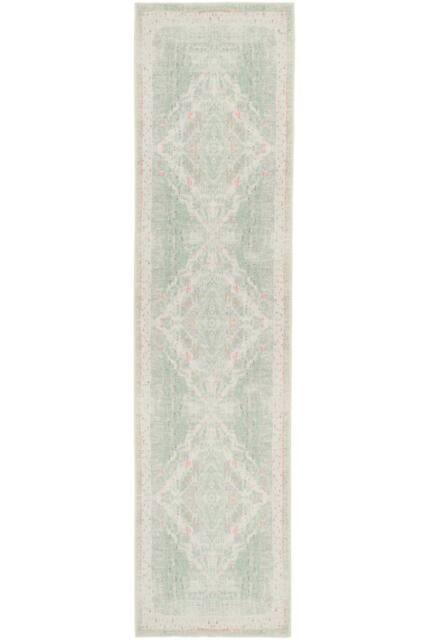 Kukoon Pastel Green Distressed Hallway Runner Rug Non Slip & Washable in Pale Green - Size: 60 cm x 240 cm - image 1
