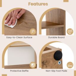 Costway Convex Bookshelf 3-Shelf Bookcase Modern Display Storage Shelf in Natural - thumbnail 5