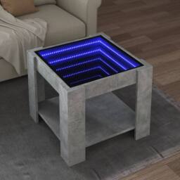 Berkfield Home Coffee Table with LED Concrete Grey 53x53x45 cm Engineered Wood - Size: 53 x 53 x 45 cm - thumbnail 2