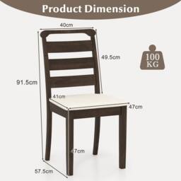 Costway Modern Dining Chair Set of 2 Upholstered Farmhouse Chairs in Walnut - thumbnail 2