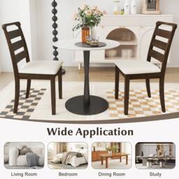 Costway Modern Dining Chair Set of 2 Upholstered Farmhouse Chairs in Walnut - thumbnail 6