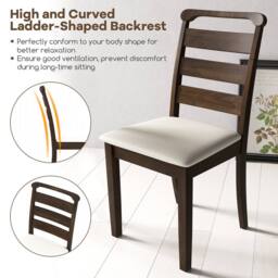 Costway Modern Dining Chair Set of 2 Upholstered Farmhouse Chairs in Walnut - thumbnail 4