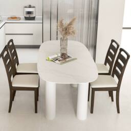 Costway Modern Dining Chair Set of 2 Upholstered Farmhouse Chairs in Walnut - thumbnail 9