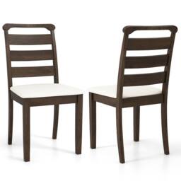 Costway Modern Dining Chair Set of 2 Upholstered Farmhouse Chairs in Walnut - thumbnail 3