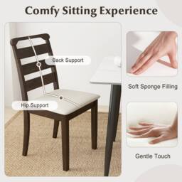 Costway Modern Dining Chair Set of 2 Upholstered Farmhouse Chairs in Walnut - thumbnail 5