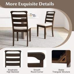 Costway Modern Dining Chair Set of 2 Upholstered Farmhouse Chairs in Walnut - thumbnail 8