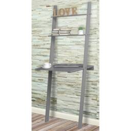 Kelvenix Grey Ladder Desk 2 Shelf Wooden Bedroom Computer Table Work Office - thumbnail 2