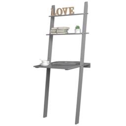 Kelvenix Grey Ladder Desk 2 Shelf Wooden Bedroom Computer Table Work Office - thumbnail 3