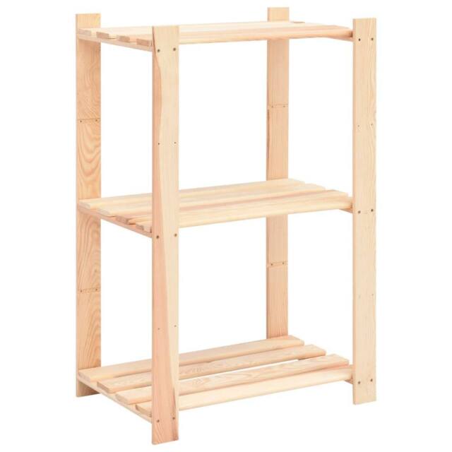 Berkfield Home Durable 3-Tier Storage Racks 2 pcs 60x38x90 cm Solid Pinewood 150 kg in Beige - Size: 60 x 38 x 90 cm - image 1