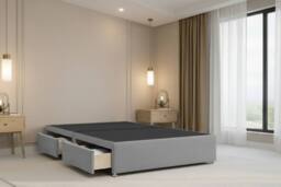 "Nexus Mattresses Ltd Tuscany Plush Divan Bed Base 4 Drawers - 26"" Headboard in Silver - Size: Small Double" - thumbnail 4