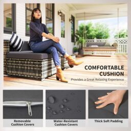 OUTSUNNY 5 Pieces Rattan Sofa Set Wicker Sectional Cushion Patio in Grey - thumbnail 5