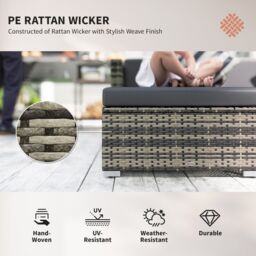 OUTSUNNY 5 Pieces Rattan Sofa Set Wicker Sectional Cushion Patio in Grey - thumbnail 4