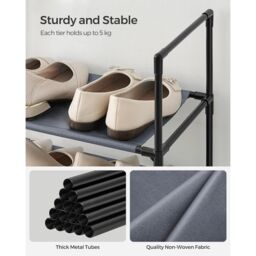 SONGMICS 10-Tier Shoe Storage Stand Metal Frame with Non-Woven Fabric in Grey - thumbnail 5