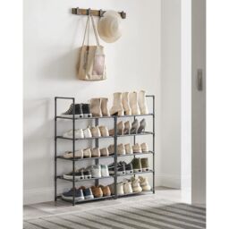 SONGMICS 10-Tier Shoe Storage Stand Metal Frame with Non-Woven Fabric in Grey - thumbnail 2