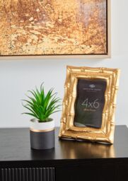 Orsina Hiba Gold Finish Bamboo Effect Photo Frame 4x6in - thumbnail 4