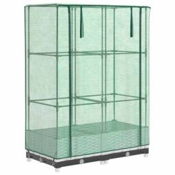 Berkfield Home Raised Bed with Greenhouse Cover Rattan Look 80x40x123 cm in White - Size: 80 x 40 x 123 cm - thumbnail 3
