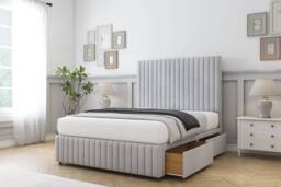 "Sloomy Madison Naples Divan Base 4 Drawers-54"" Headboard & 12"" Footboard in Silver - Size: King" - thumbnail 4