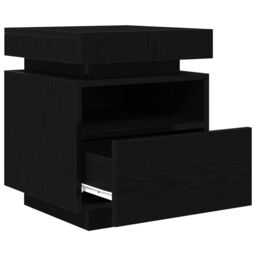Berkfield Home Bedside Cabinet with LED Lights Black Oak 40x39x48, 5 cm - thumbnail 4