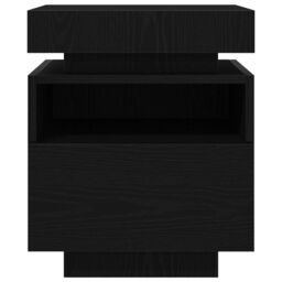 Berkfield Home Bedside Cabinet with LED Lights Black Oak 40x39x48, 5 cm - thumbnail 7