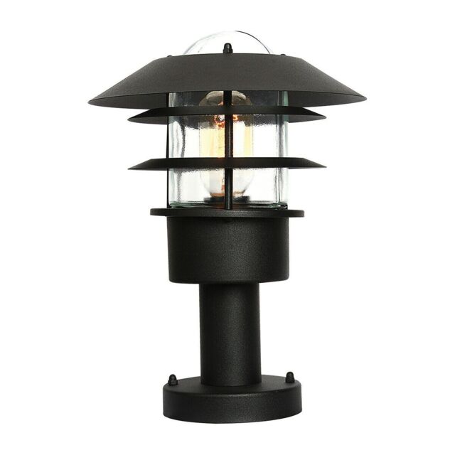 Loops Outdoor IP44 1 Bulb Wall Ground Pedestal Light Black LED E27 60W