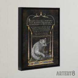 "Artery8 Latin Beatitudes with Sloth Artwork Hoefnagel Framed Canvas Wall Art in Black - Size: W12"" x H16""" - thumbnail 2