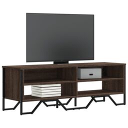Berkfield Home TV Cabinet Brown Oak 122x34x41 cm Engineered Wood - Size: 122 x 34 x 41 cm - thumbnail 1