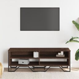 Berkfield Home TV Cabinet Brown Oak 122x34x41 cm Engineered Wood - Size: 122 x 34 x 41 cm - thumbnail 3