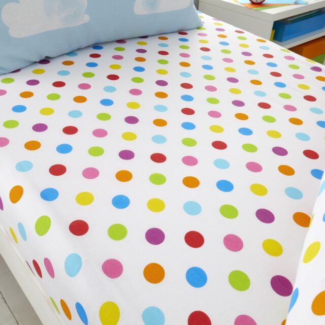 Smart Living Printed Polycotton Duvet Cover Set Or Fitted Sheet Set - Sunny Rainbow in White - Size: Single Fitted - image 1