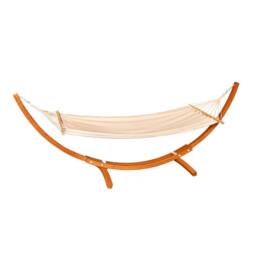 Samuel Alexander 3.10m x 1.2m Palermo Freestanding Garden Hammock with Larch Wood Arc Stand in Cream - thumbnail 1