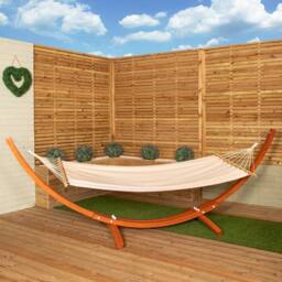 Samuel Alexander 3.10m x 1.2m Palermo Freestanding Garden Hammock with Larch Wood Arc Stand in Cream - thumbnail 2