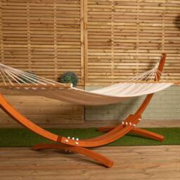 Samuel Alexander 3.10m x 1.2m Palermo Freestanding Garden Hammock with Larch Wood Arc Stand in Cream - thumbnail 4