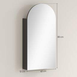 HOMCOM Bathroom Mirror Cabinet with Adjustable Glass Shelves in Black - thumbnail 3