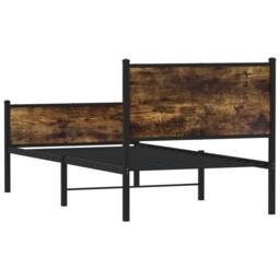 Berkfield Home Metal Bed Frame without Mattress Smoked Oak 90x200 cm in Brown - thumbnail 7