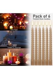 Deco Express 6 Hours Twisted Candles Pack of 6 in Brown - thumbnail 6